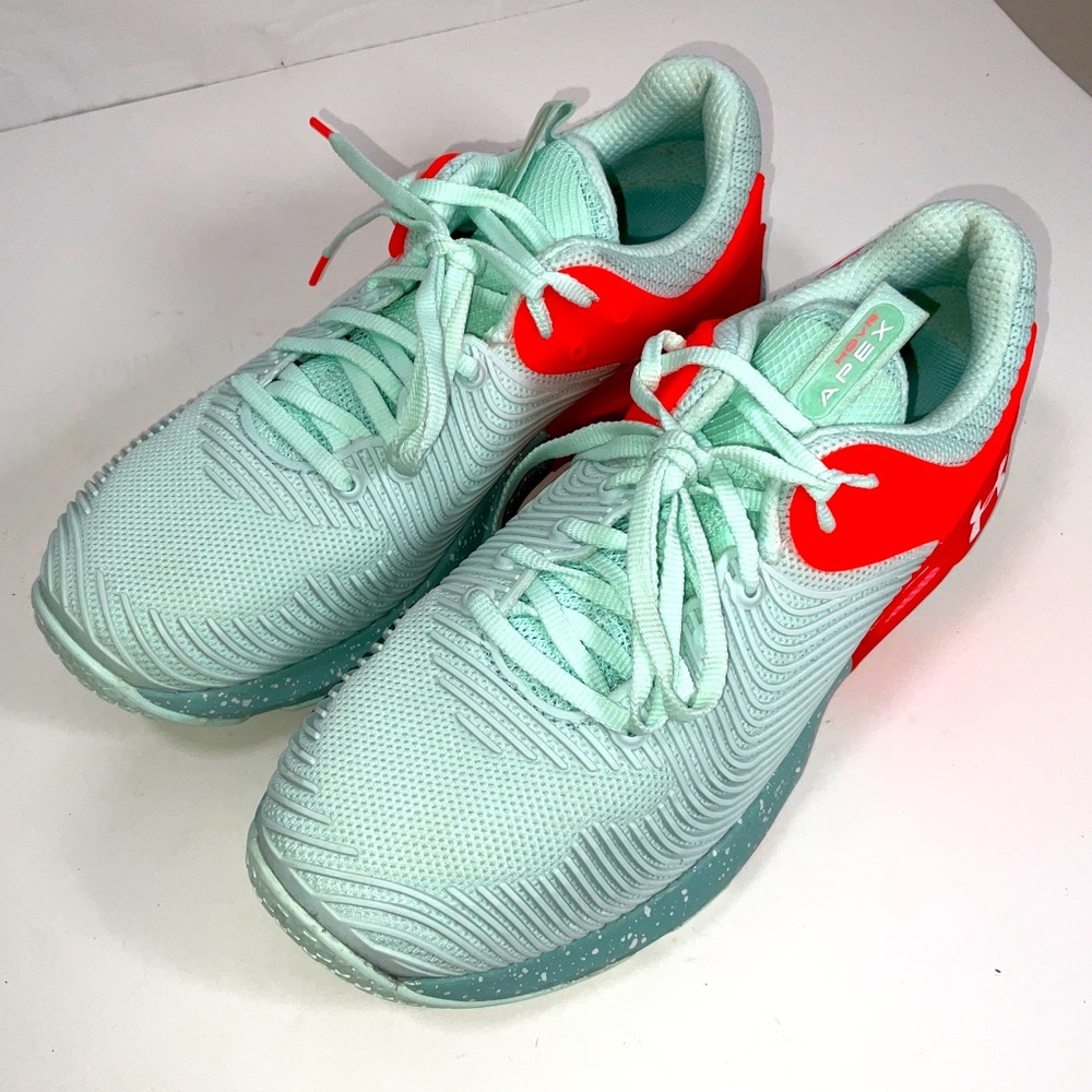 Women’s Under Armour HOVR Apex Running Shoes Mint Green & Orange Size‎ 11